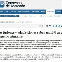 Las fusiones y adquisiciones suben un 16% en el segundo trimestre